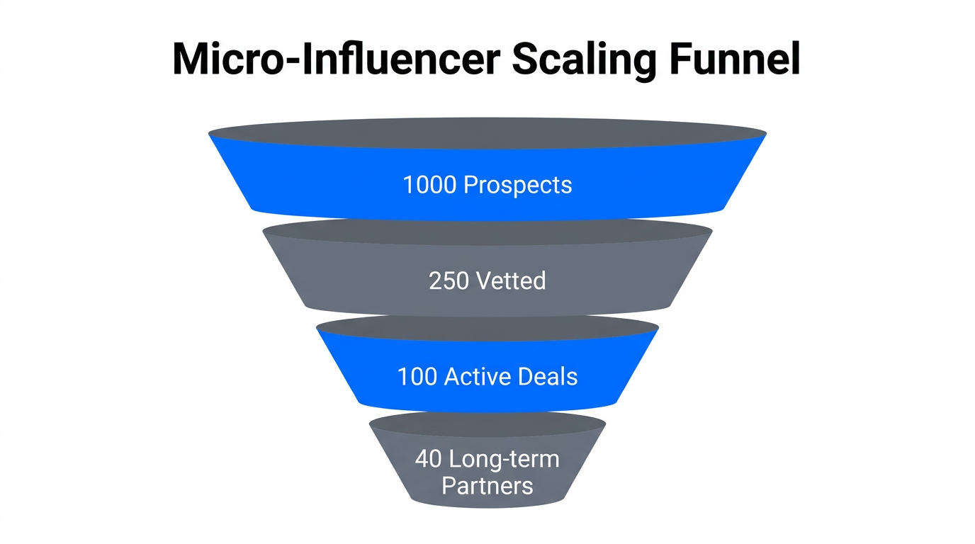 Recruitment funnel for scaling micro-influencer partnerships effectively.