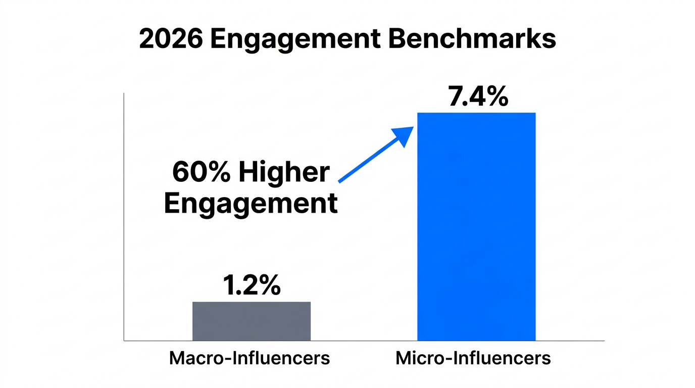 Comparison of engagement rates between macro and micro influencer segments.