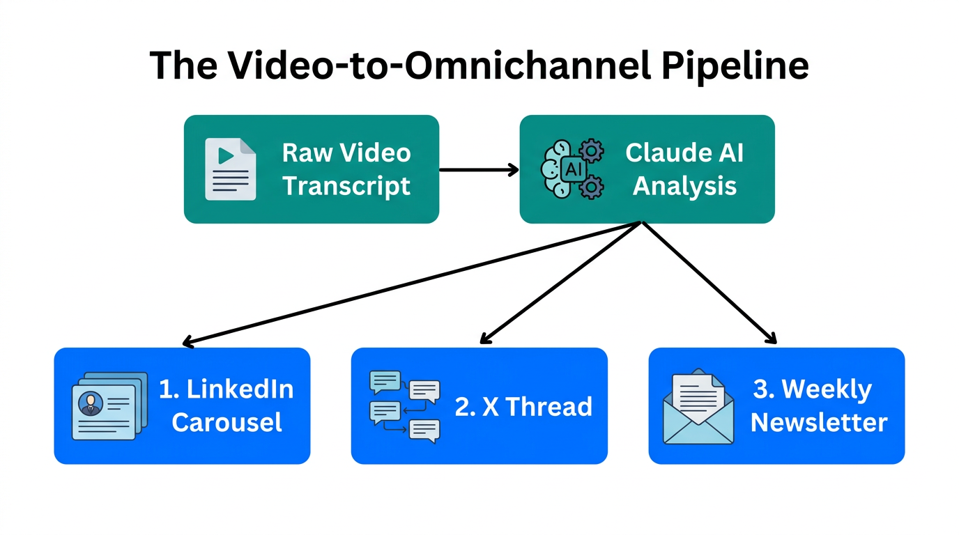 Workflow for transforming a single video into multiple content assets.