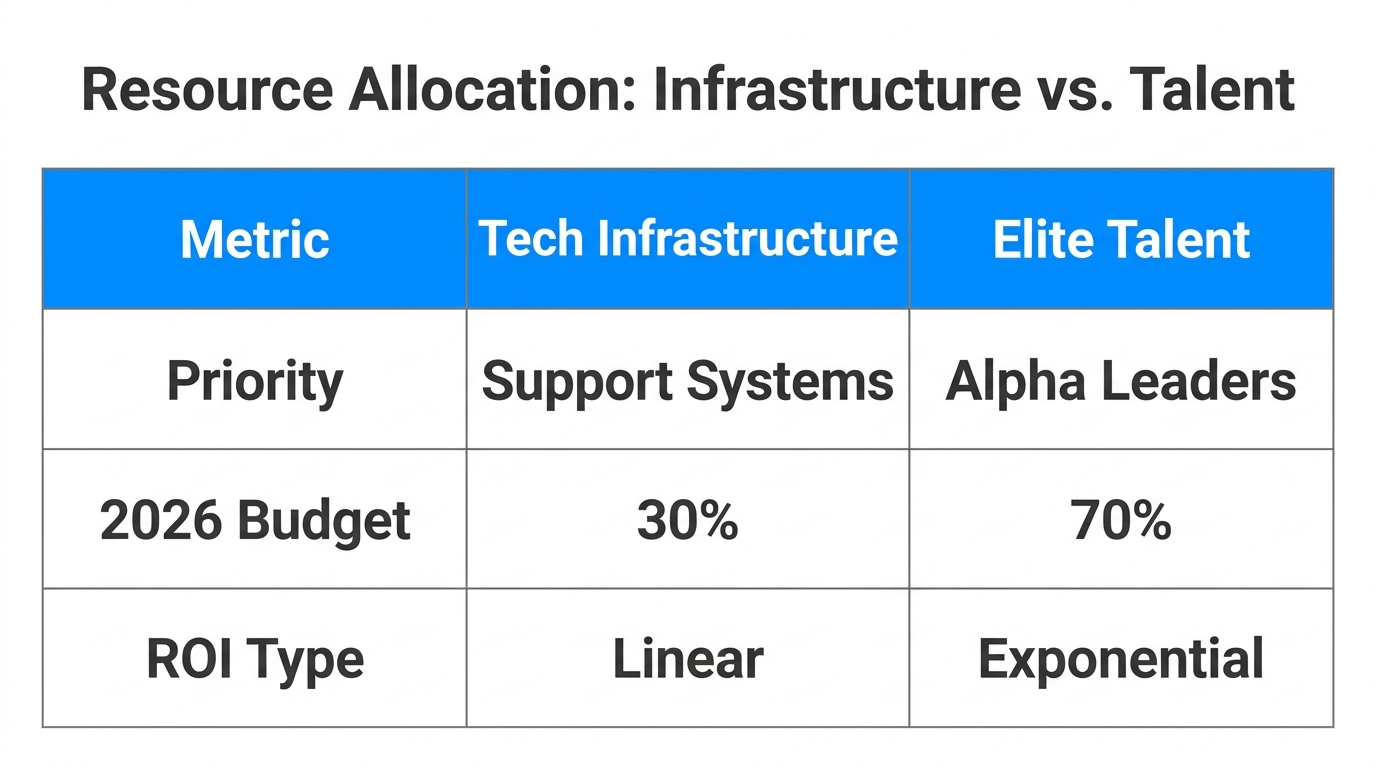 Comparison of budget and growth impact for infrastructure versus talent.