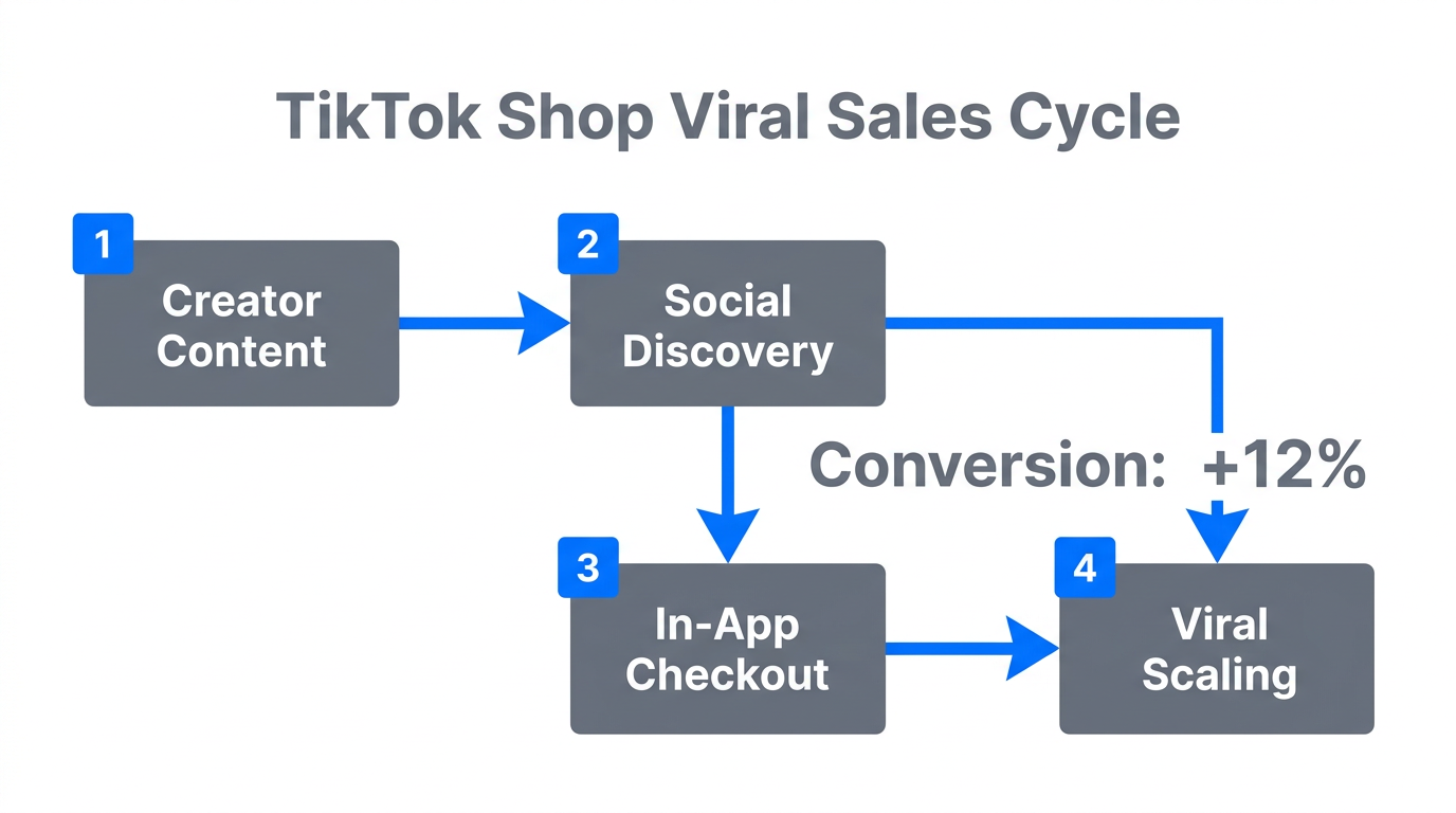The lifecycle of a social commerce sale on TikTok Shop.