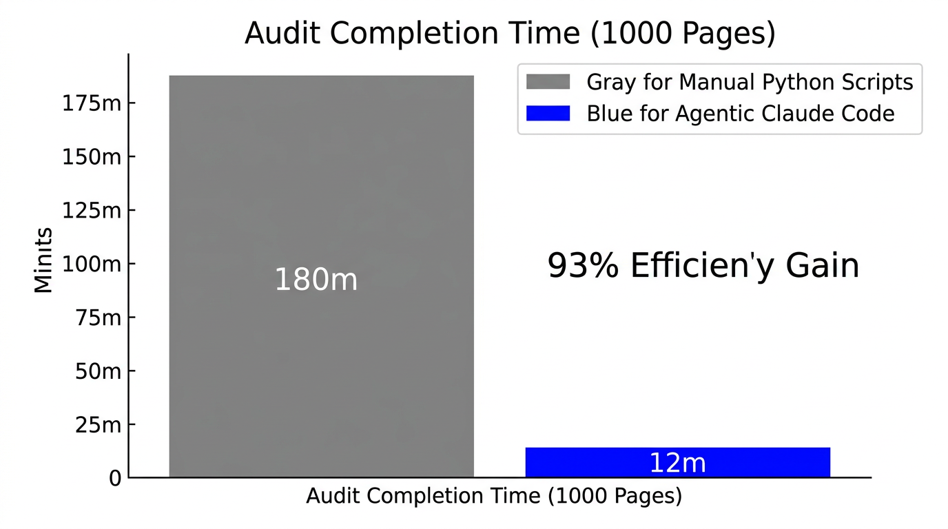 Performance benchmark showing time savings using agentic SEO tools.