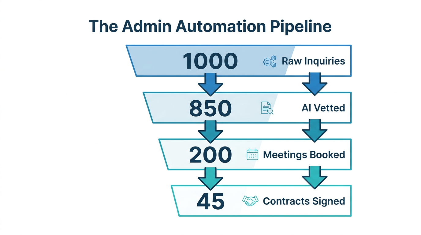 Conversion funnel demonstrating time savings through automated lead vetting.