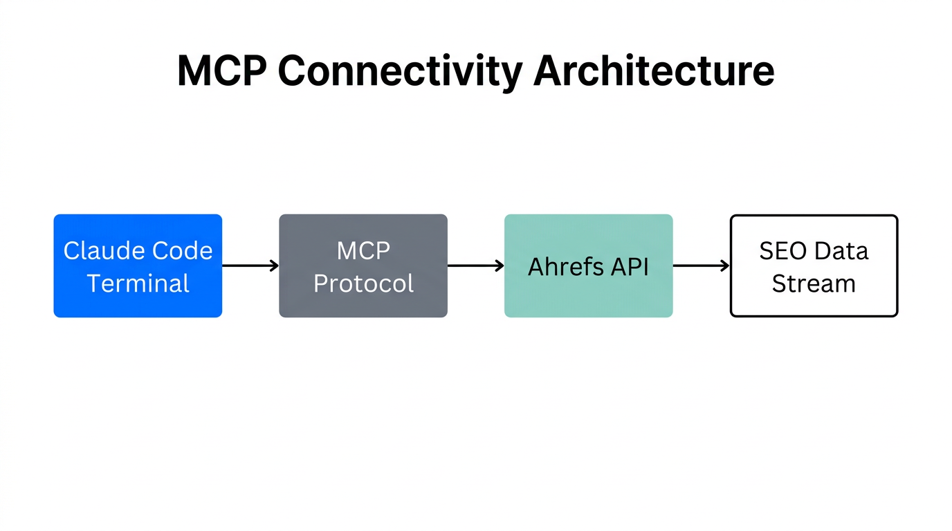 Workflow showing how Claude Code communicates with Ahrefs via MCP.