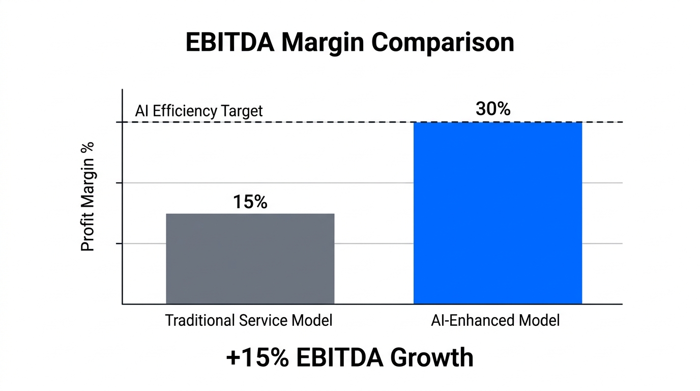 Comparison of profit margins between traditional and AI-efficient service businesses.