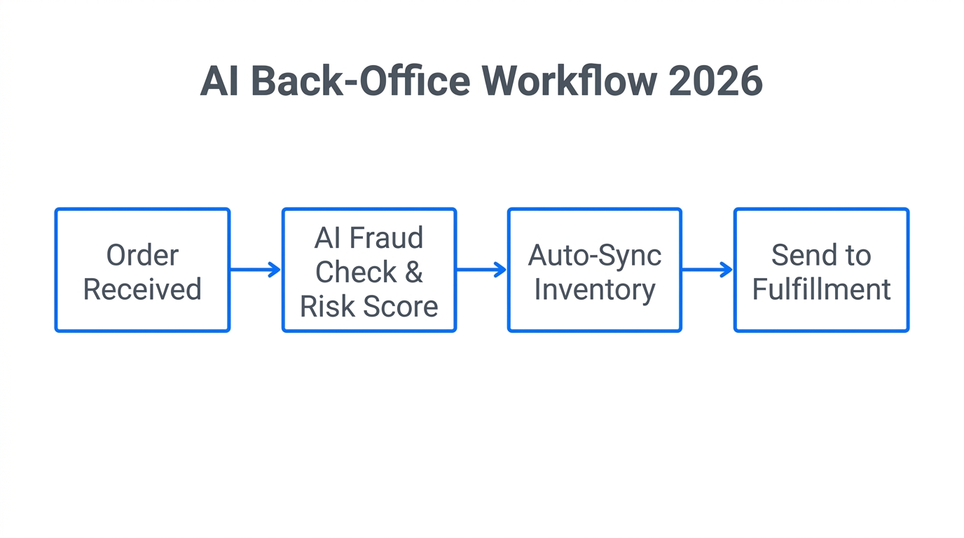 AI-driven workflow for automating e-commerce order fulfillment and inventory.