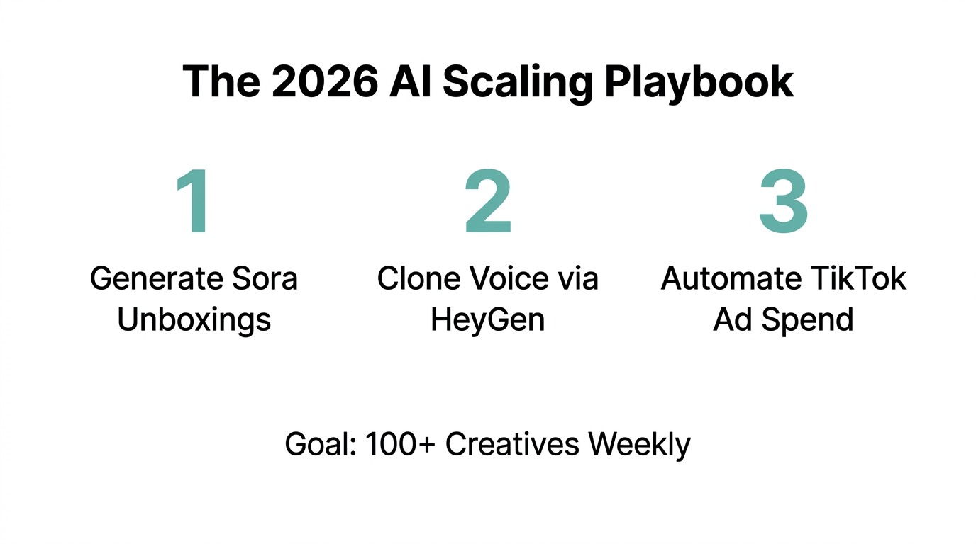 Three-step framework for scaling ecommerce brands using generative AI.