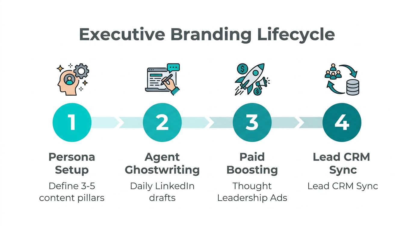 Four-step cycle for building and scaling an executive's personal brand.