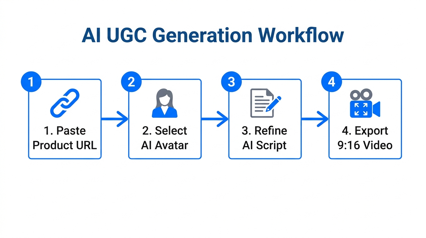 The four-step process for generating AI avatars in Symphony Creative Studio.