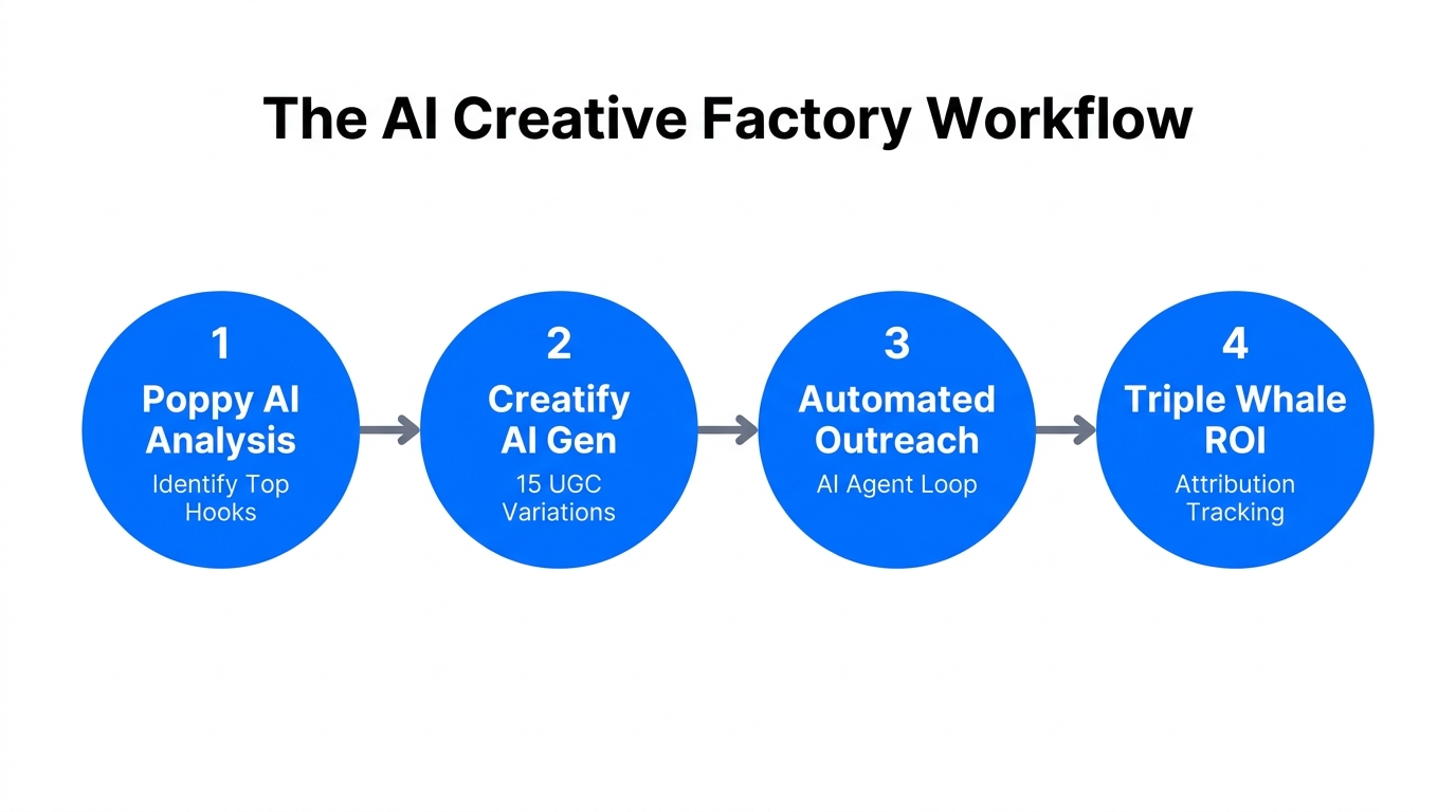 The four-step workflow of the 2026 AI Creative Factory.