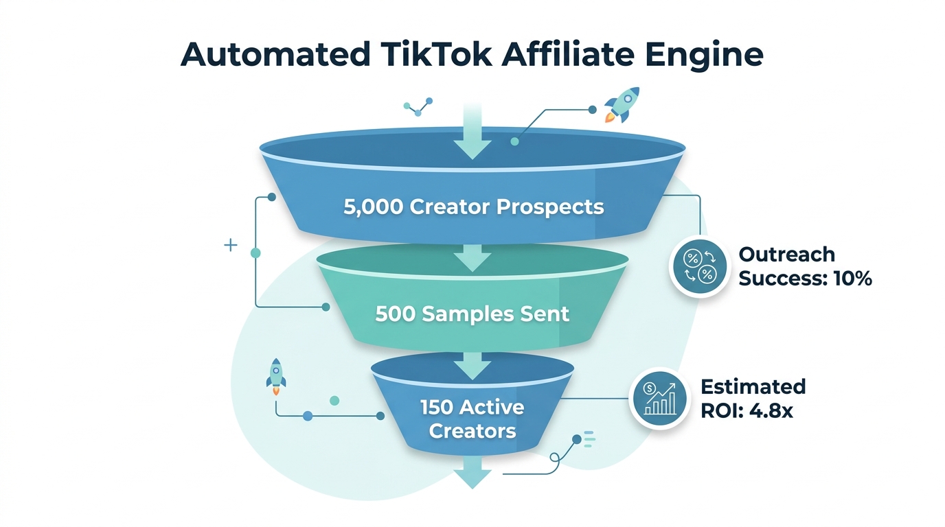 Scaling creator outreach through an automated high-volume affiliate funnel.