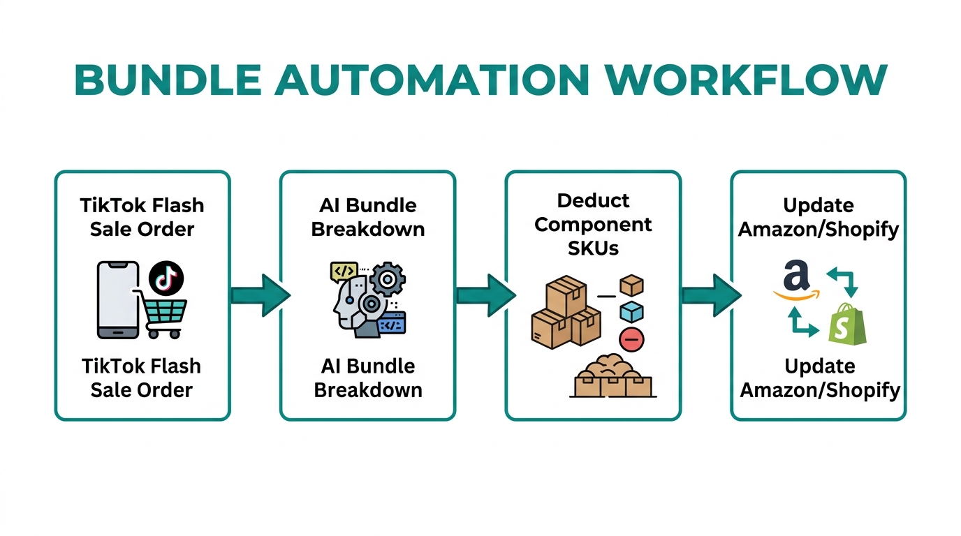 Automated workflow for de-bundling SKUs during high-volume flash sales.