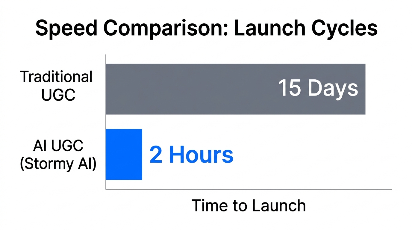 Comparison of production time reduction using AI vs traditional methods.