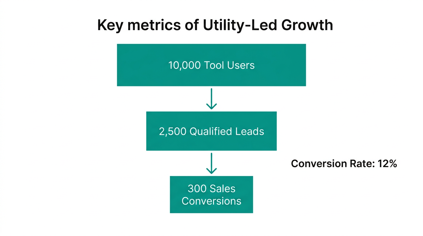 Conversion funnel showing high engagement through utility-based tools.