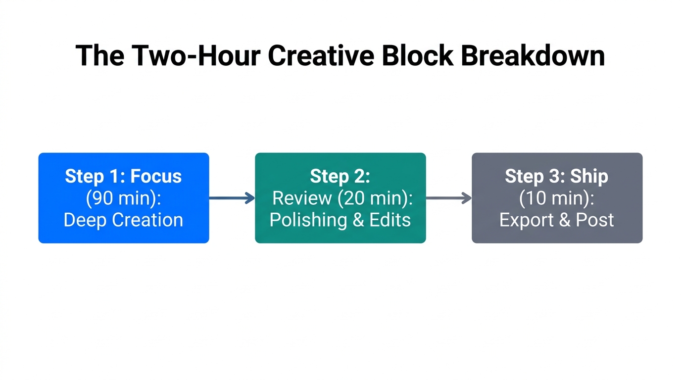 A breakdown of the structured two-hour morning creative workflow.