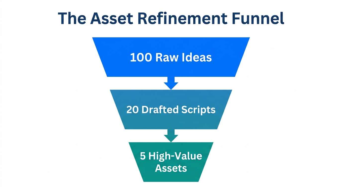 The content funnel for converting raw ideas into valuable media assets.