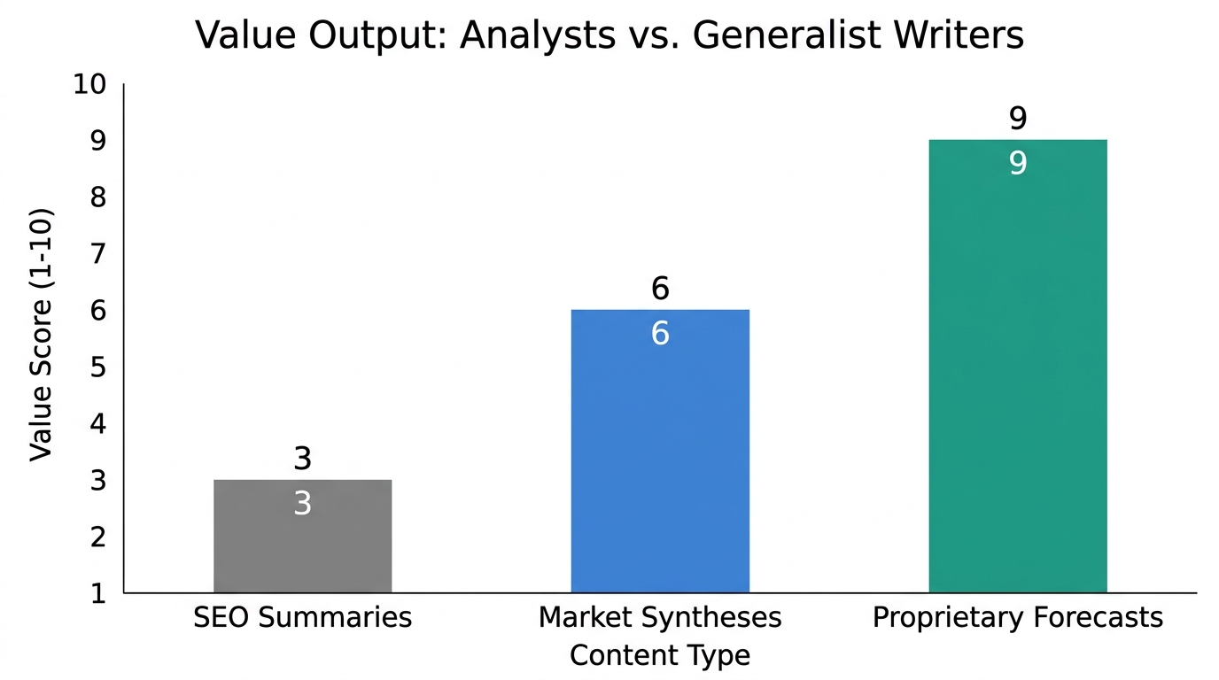 Comparison of value output between generalist writers and domain analysts.