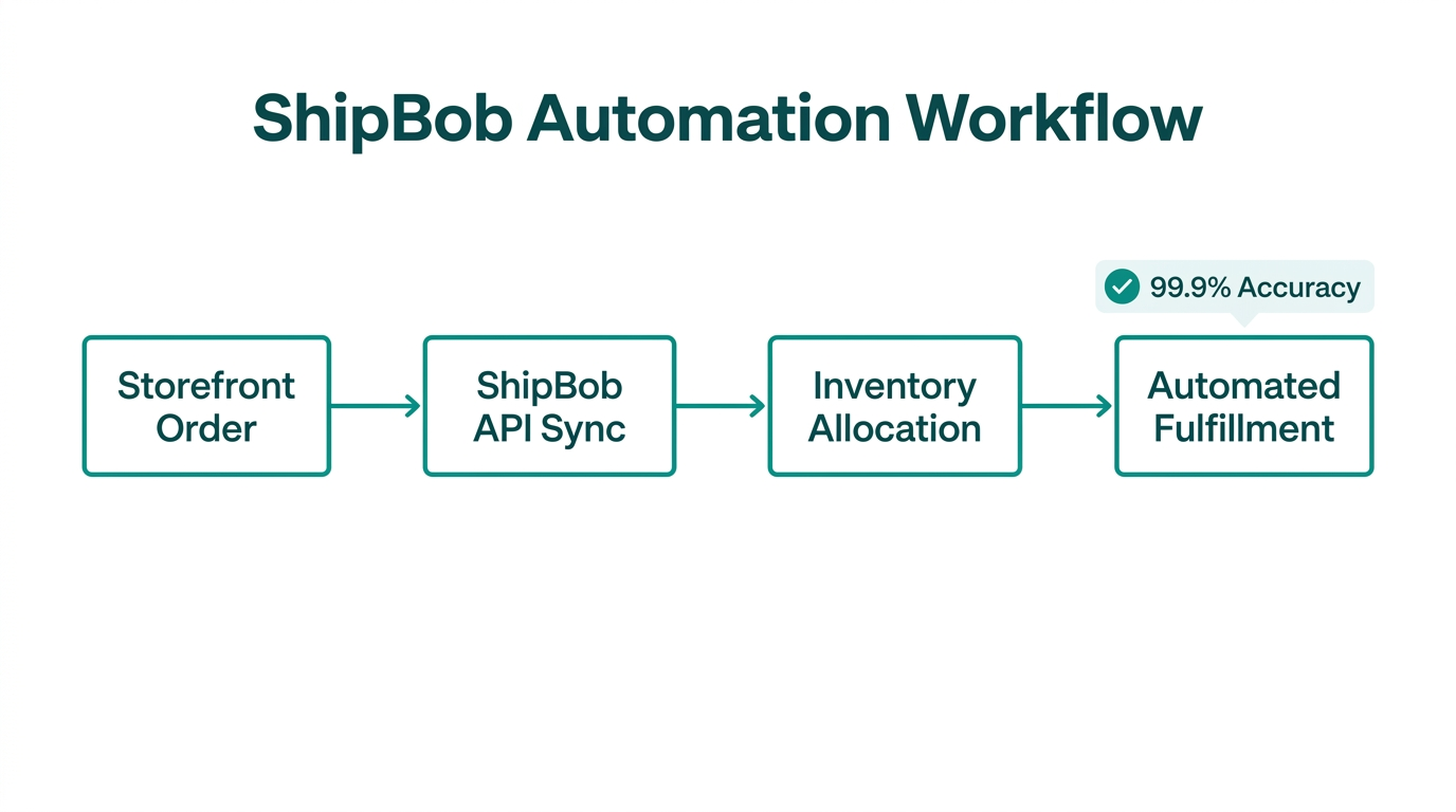 Workflow showing the automated order-to-fulfillment process using ShipBob.