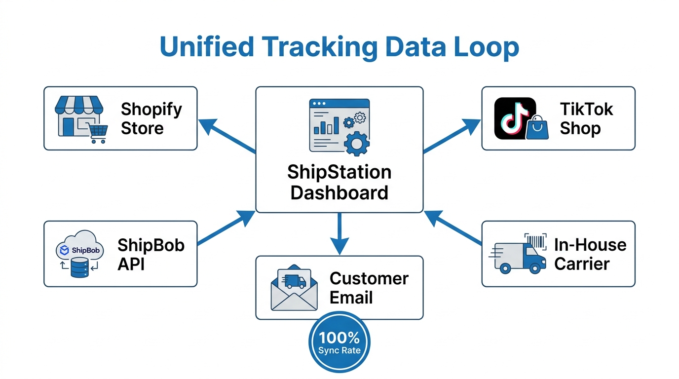 Centralized tracking data flow across multiple sales channels and carriers.