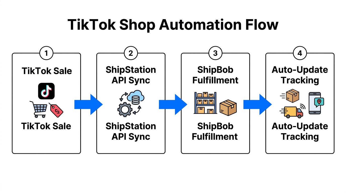 The 4-step automation process from TikTok sale to final delivery.