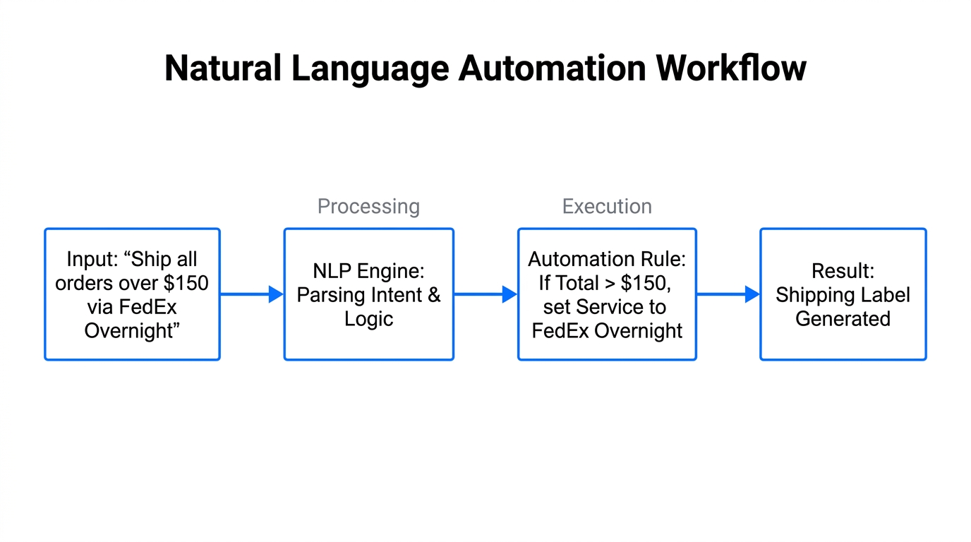 How natural language prompts convert into automated shipping rules.