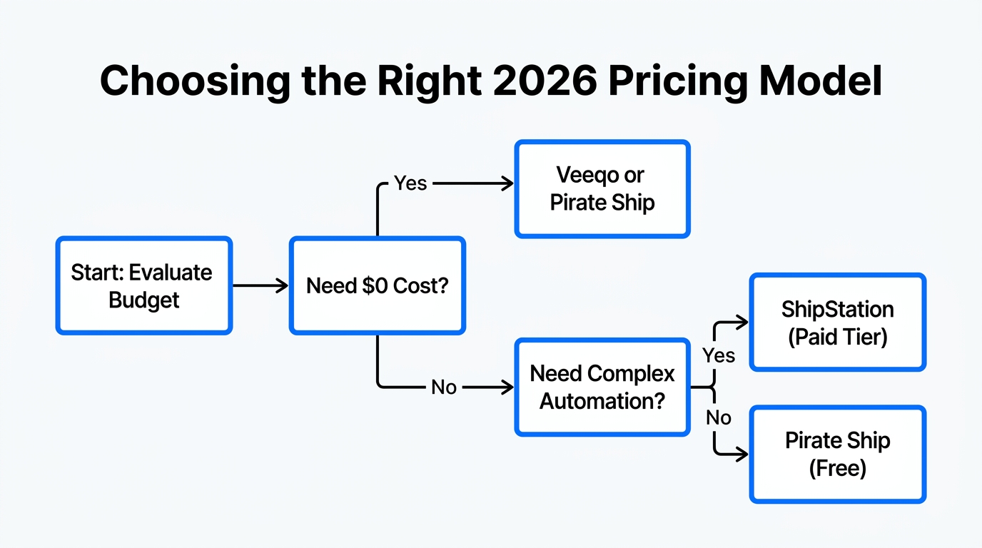 Decision flowchart for choosing a shipping tool based on budget.