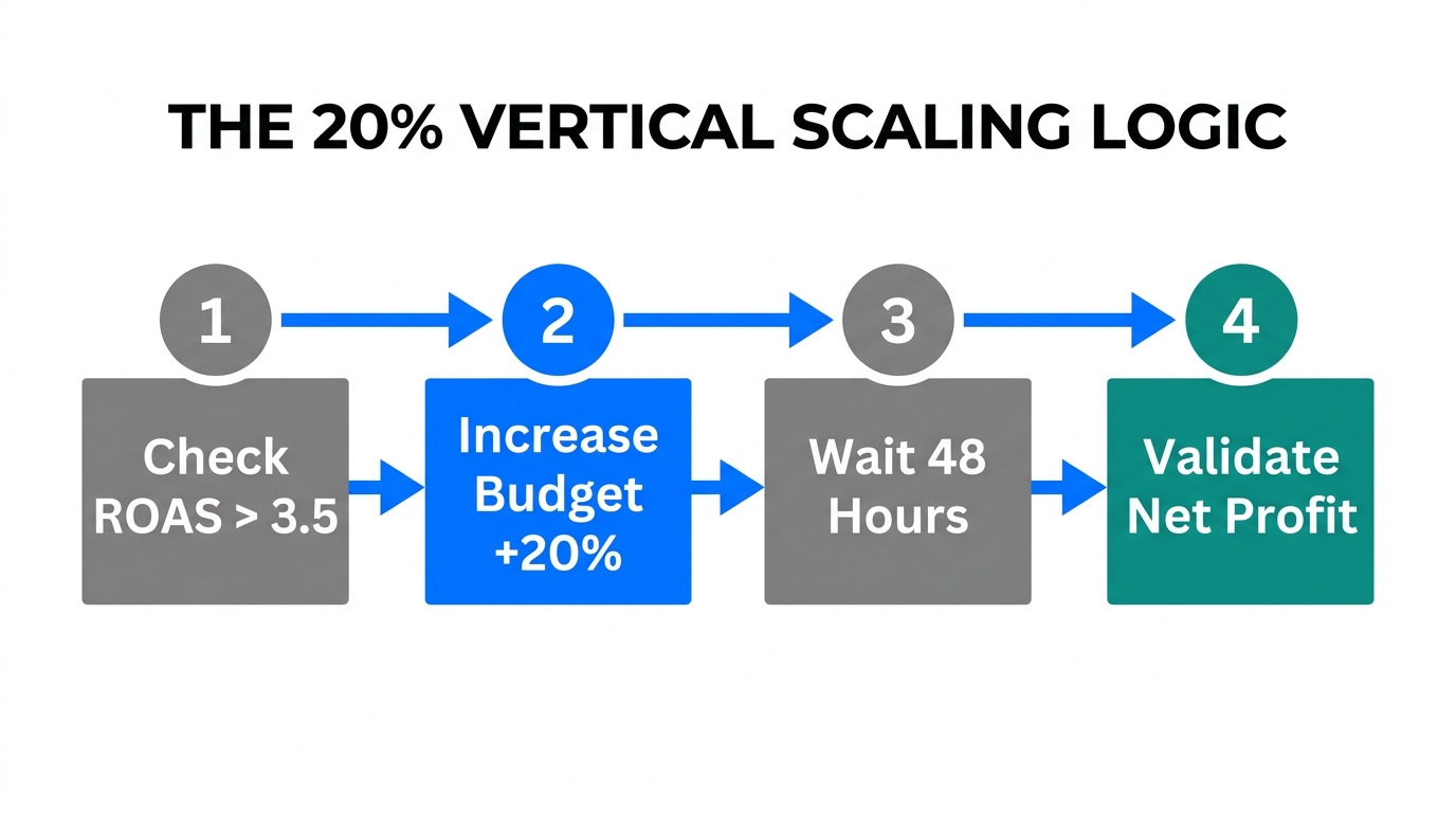 A four-step framework for automating vertical budget increases in Shopify.