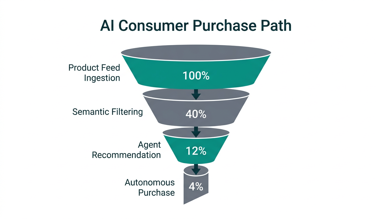 The journey of an AI agent from product discovery to conversion.