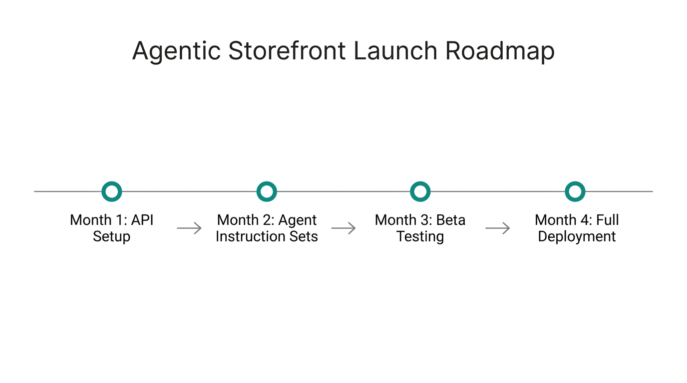 Four-month roadmap for deploying an agent-ready Shopify storefront.
