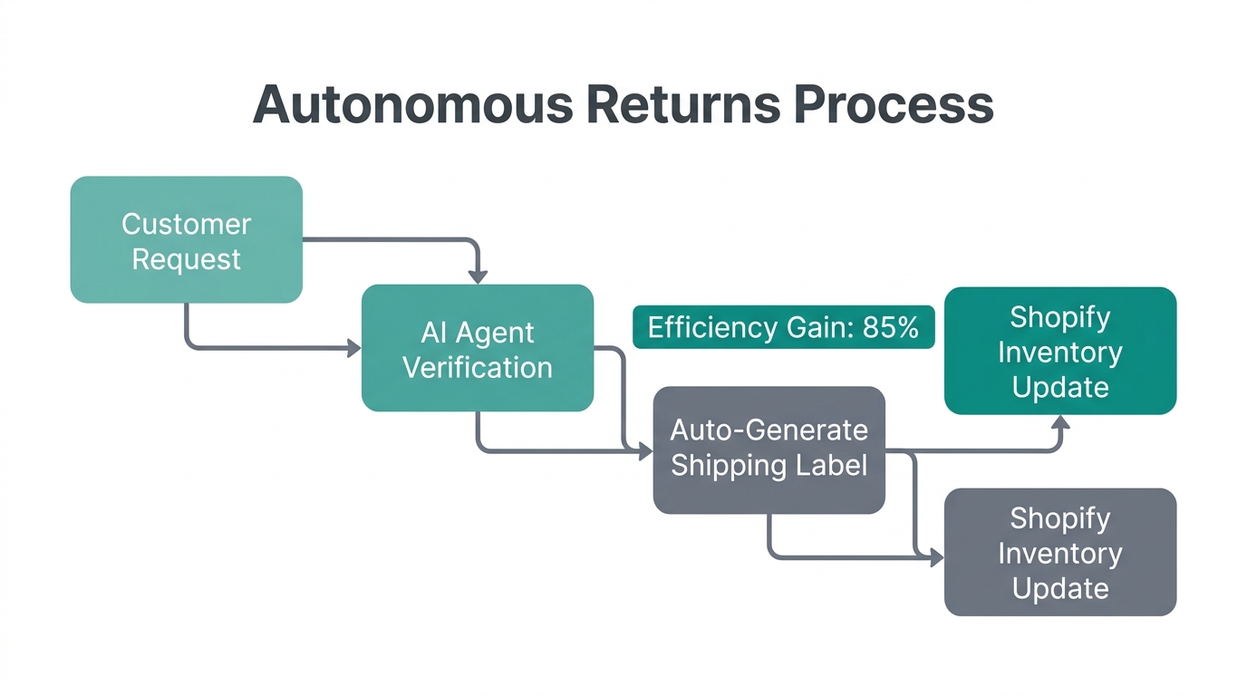 Workflow for handling Shopify returns without human intervention.