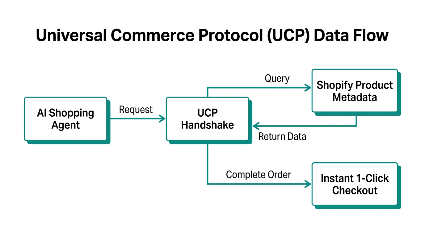 Visual workflow of the Universal Commerce Protocol API exchange.