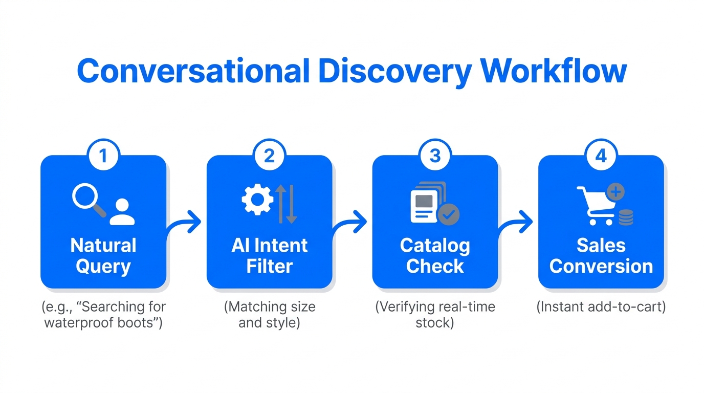 A step-by-step visualization of the AI-driven product discovery process.