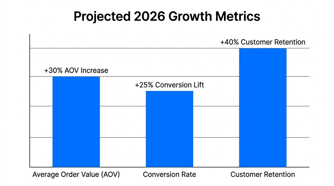The impact of proactive AI recommendations on key Shopify performance metrics.