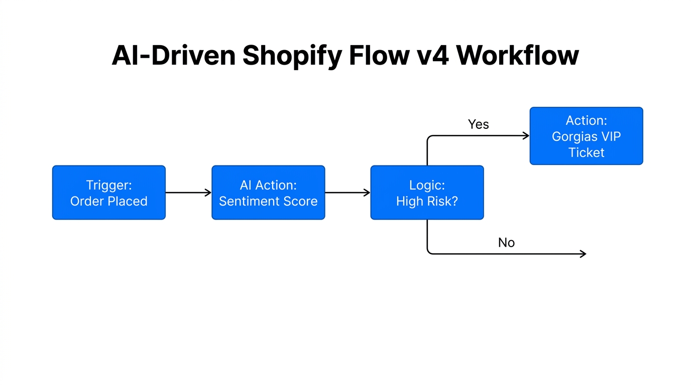 Automated sentiment-based routing using Shopify Flow and AI agents.