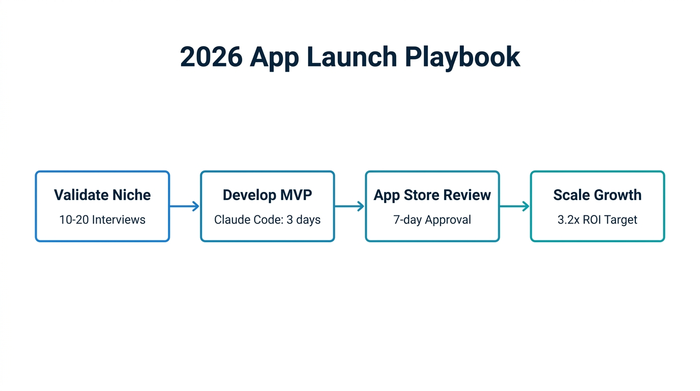 The four-stage business playbook for a rapid Shopify app launch.