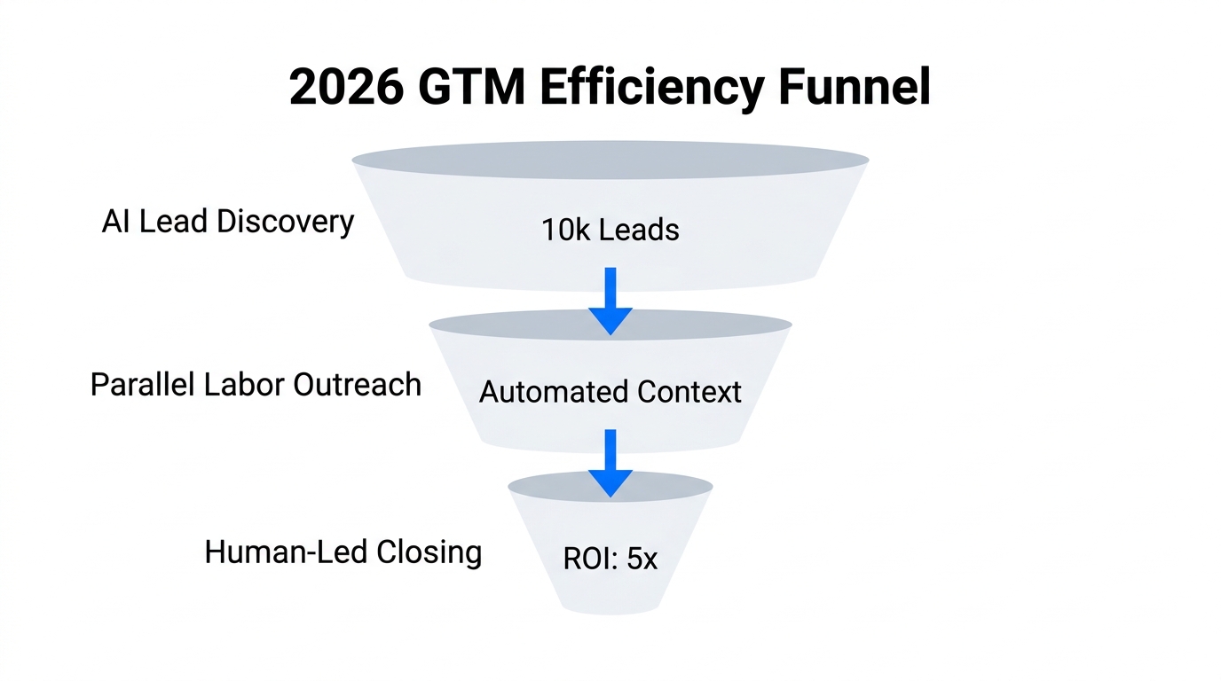 The optimized 2026 GTM funnel utilizing AI for parallel labor.