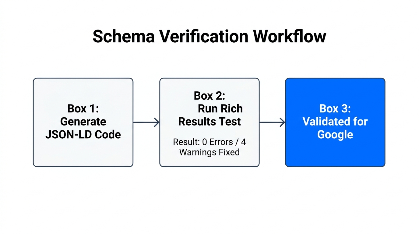 Workflow for verifying breadcrumb schema accuracy for Google Search results.