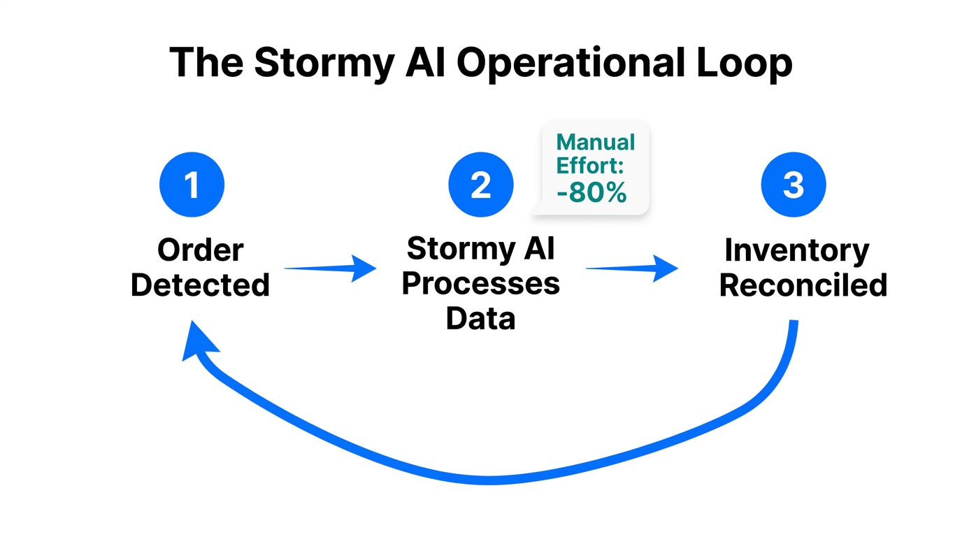 How AI automation manages the e-commerce back-office workflow.