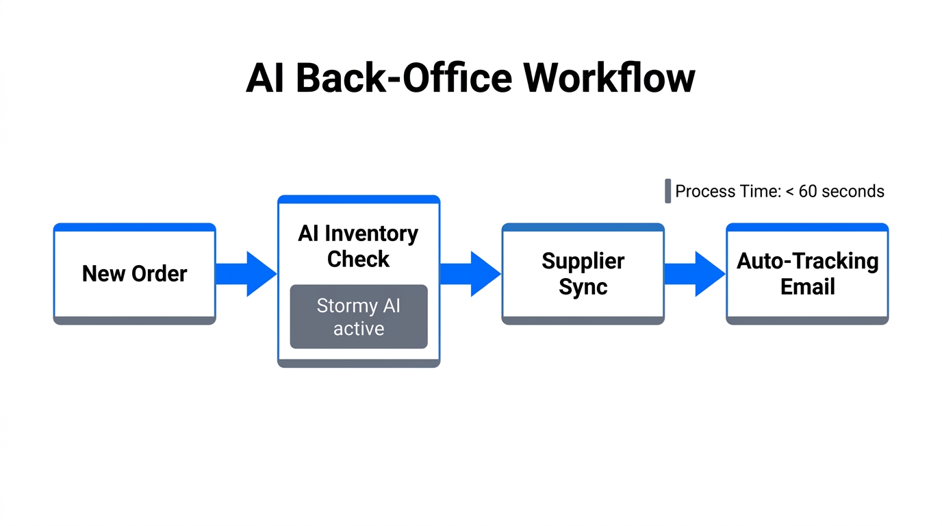 The automated sequence for managing back-office operations with AI.
