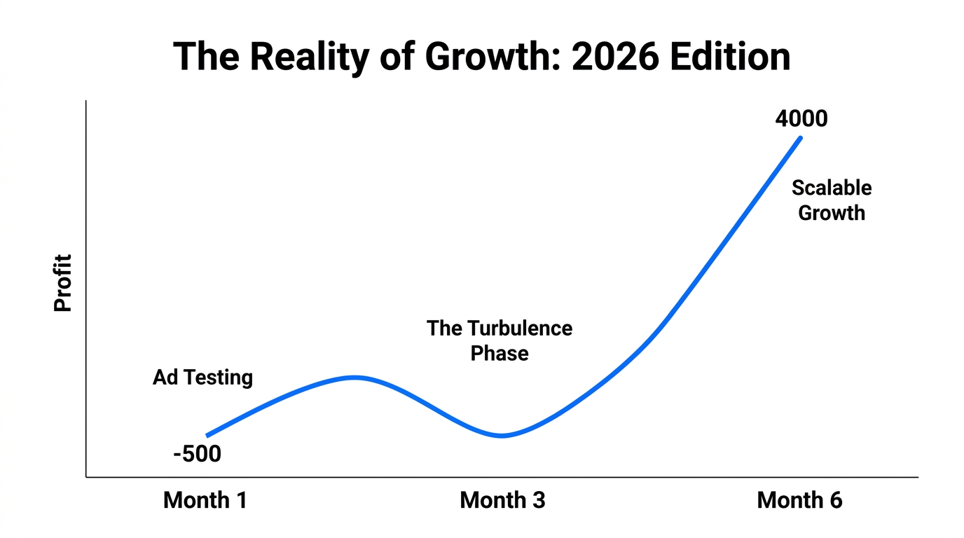 The realistic profit timeline for a new Shopify store.