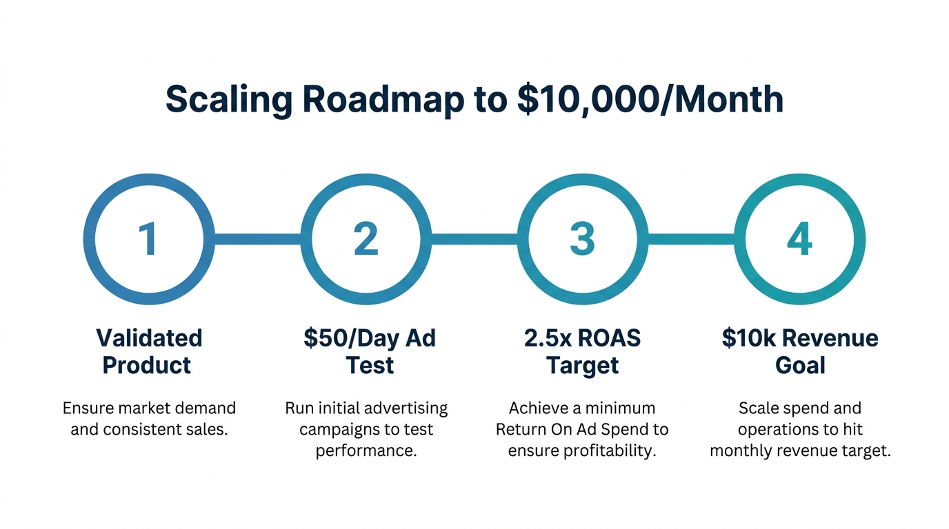 The four-phase roadmap for scaling a Shopify store to $10,000 monthly.