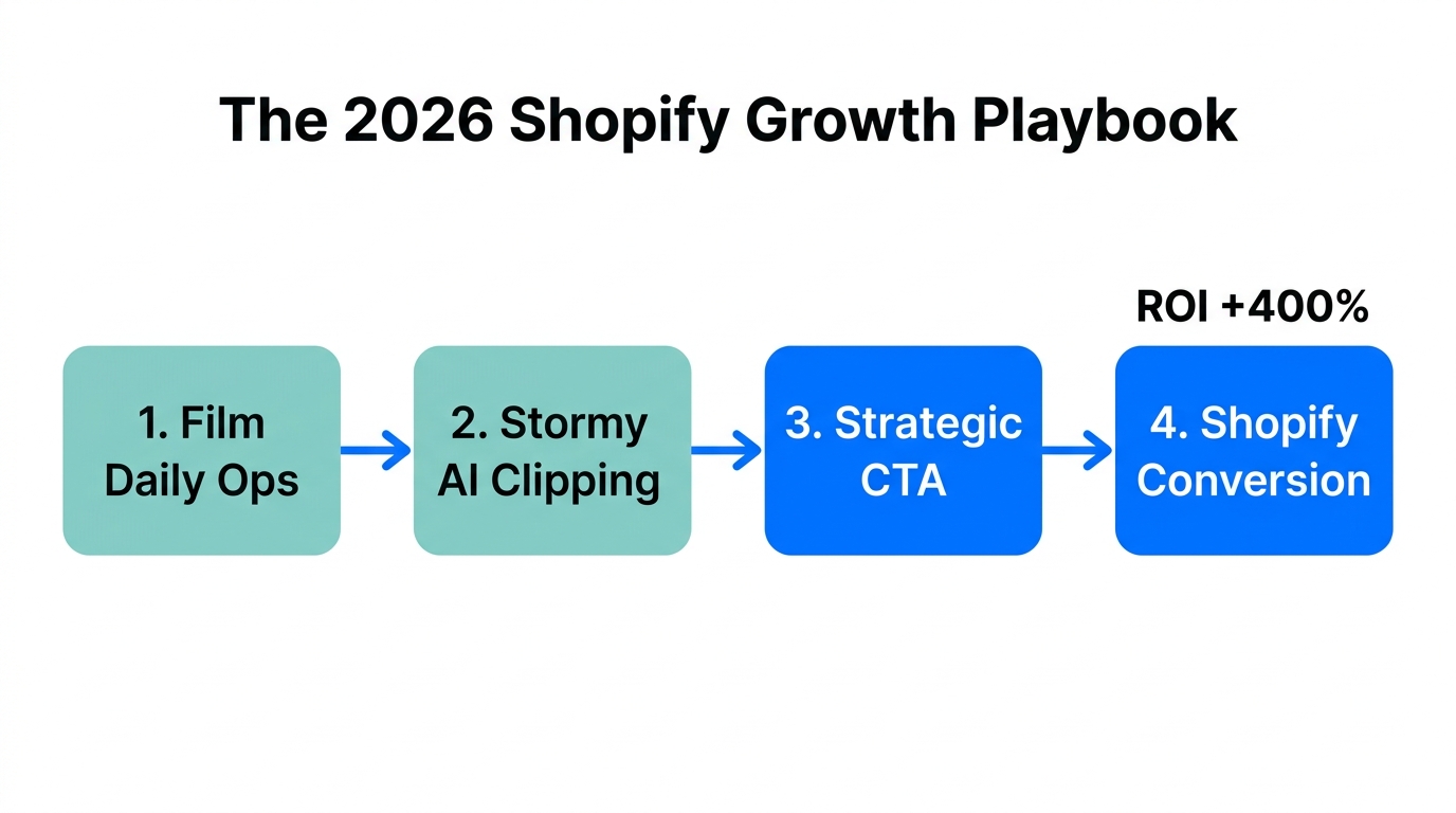 The four-step process for converting YouTube views into Shopify sales.