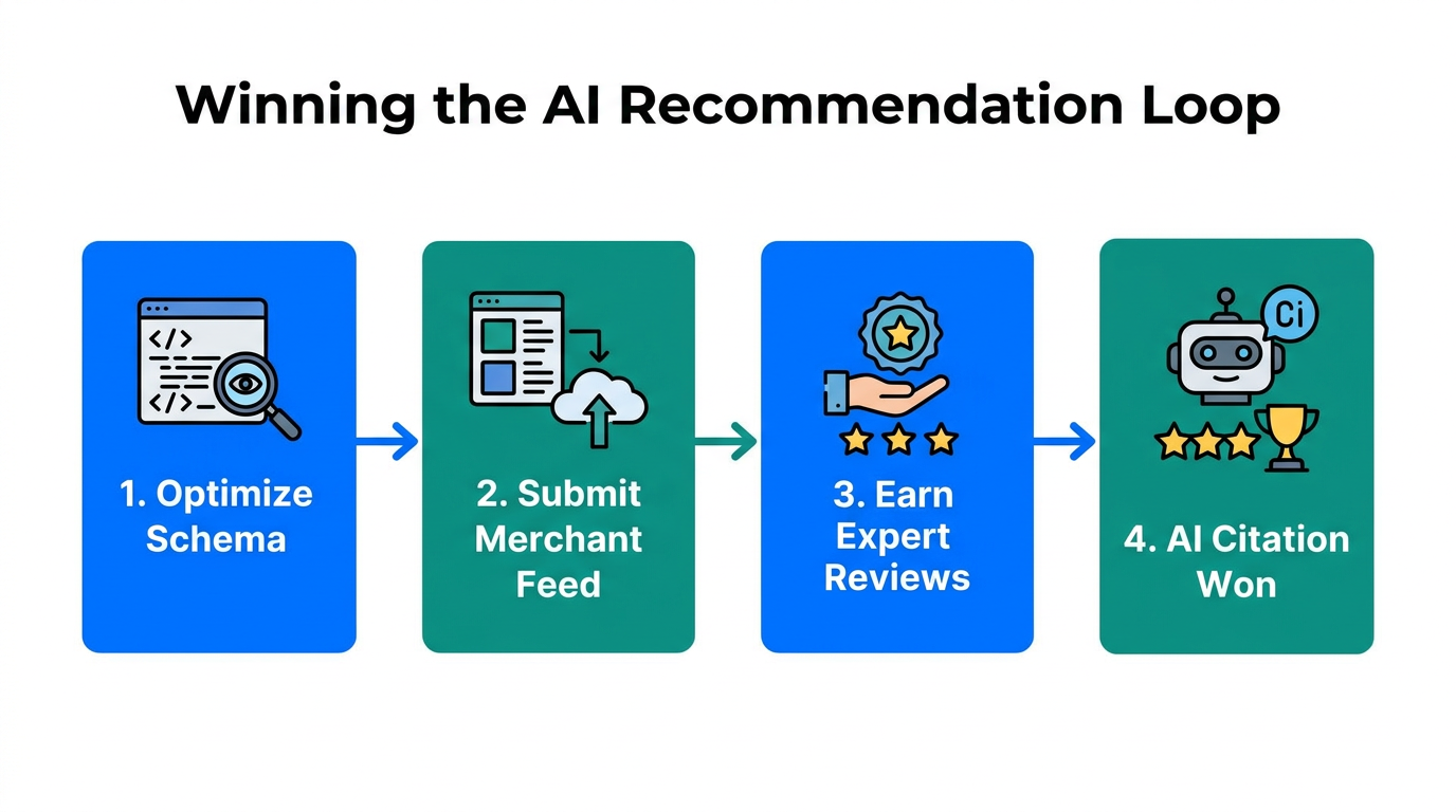 Process flow for capturing product recommendations in generative search engines.