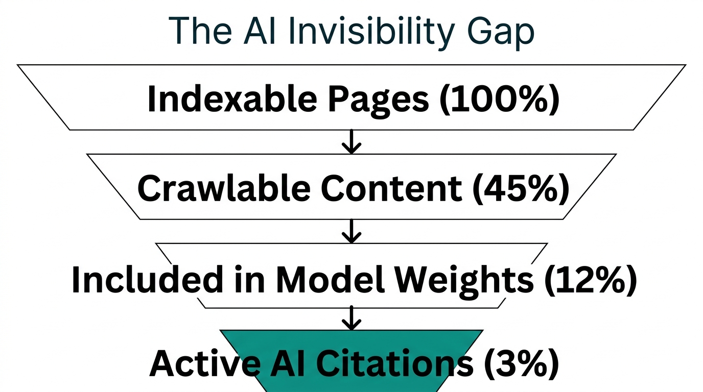 Funnel showing the risk of content exclusion during AI model training cycles.