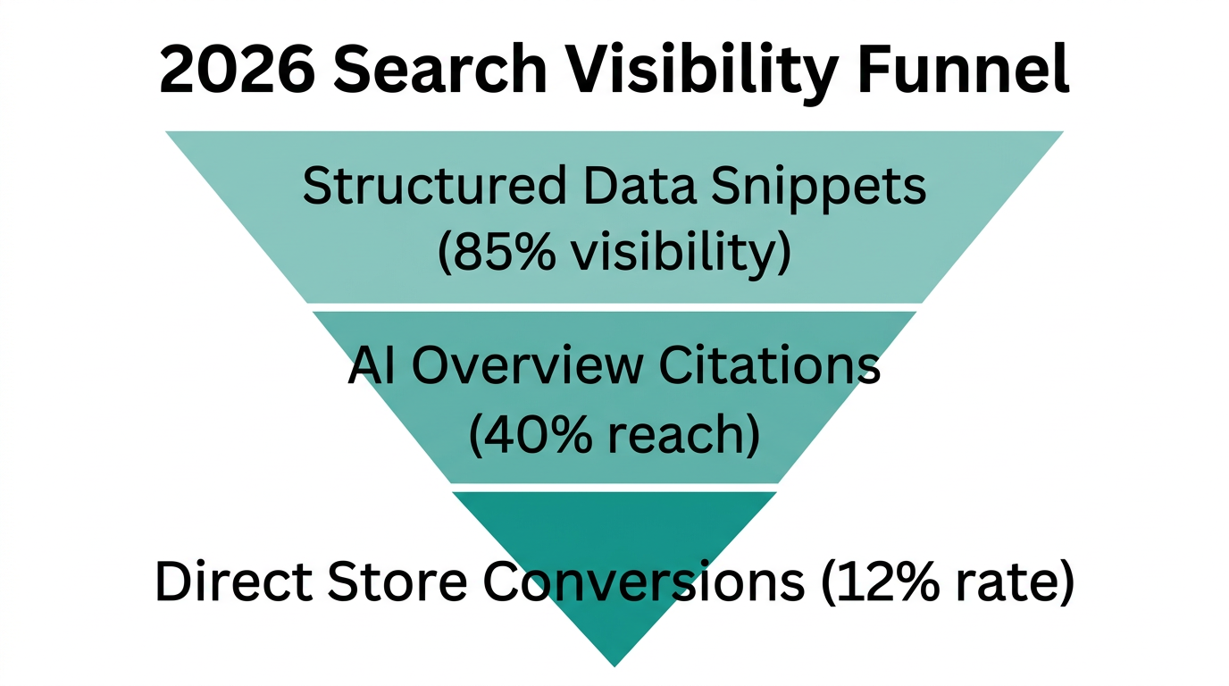 Funnel illustrating how AI descriptions drive visibility in zero-click searches.
