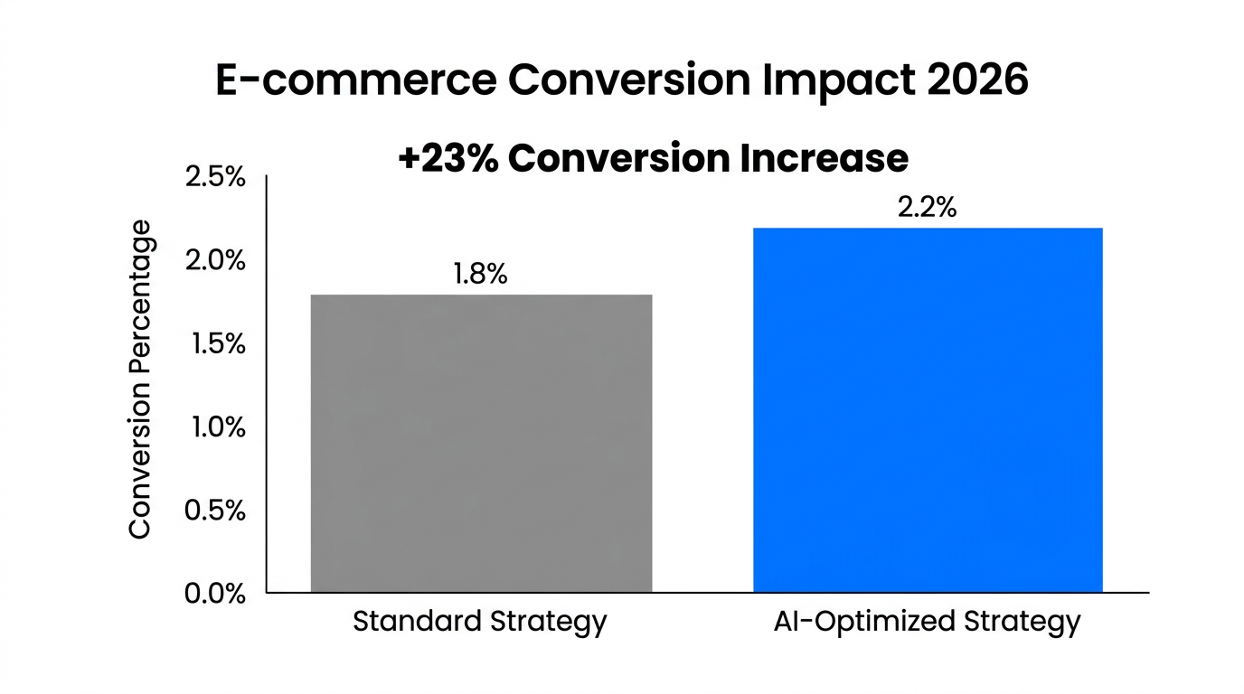 Comparison of conversion rates showing 23% increase with AI integration.