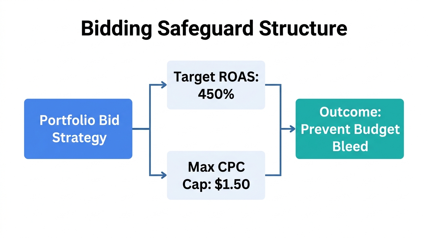 How to structure portfolio bid strategies with CPC caps.
