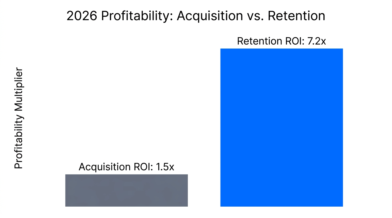 Comparative ROI analysis showing the profitability of retention over acquisition.