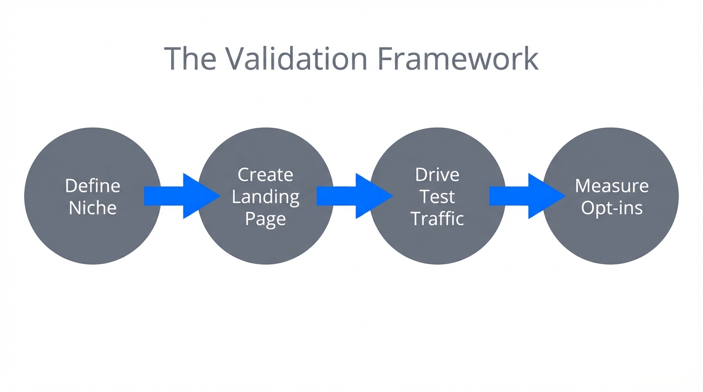 The four-step process used to validate product demand before manufacturing.