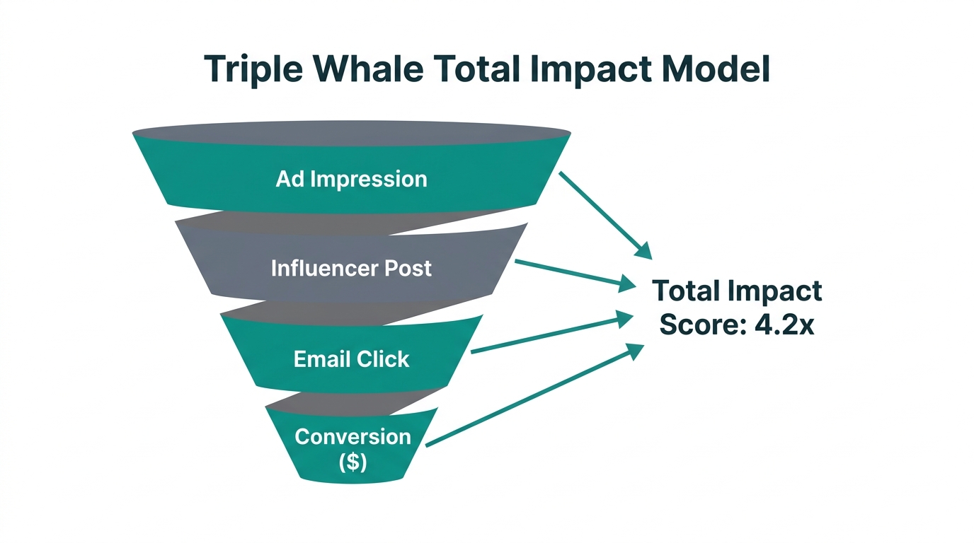 Visualization of the Total Impact attribution model vs linear retargeting.